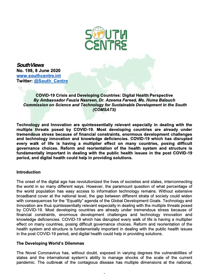 COVID-19 Crisis and Developing Countries: Digital Health Perspective
