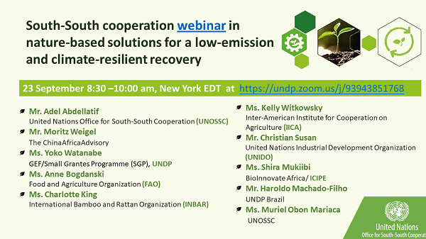 Webinar “Fostering South-South cooperation on nature-based solutions for a low-emission and  climate-resilient recovery”