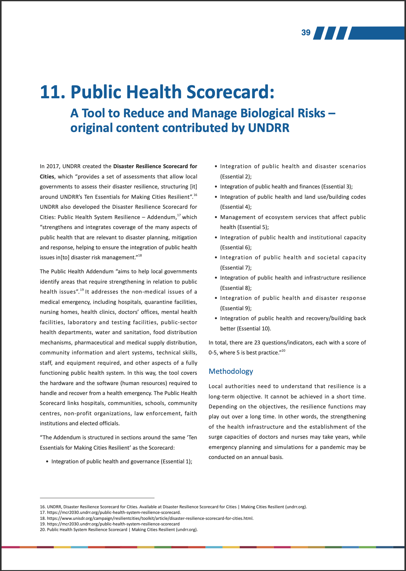 Public Health Scorecard – UNDRR