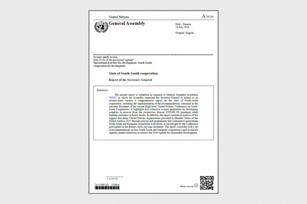 2024 Report of the UN Secretary-General on the State of South-South Cooperation