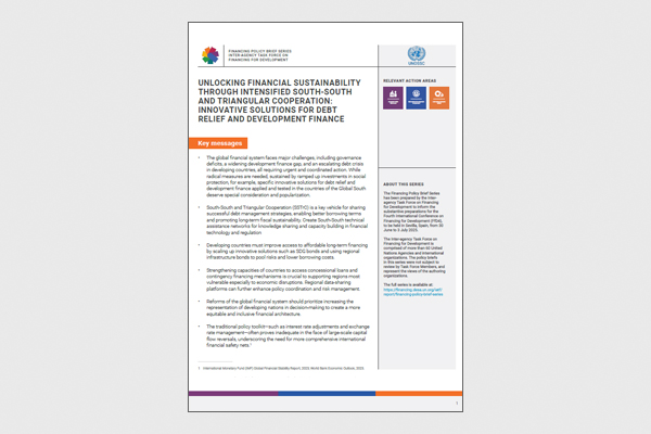 Unlocking Financial Stability through Intensified South-South and Triangular Cooperation: Innovative Solutions for Debt Relief and Development Finance