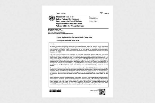 Strategic Framework of the United Nations Office for South-South Cooperation (2026-2029) DP/CF/SSC/8